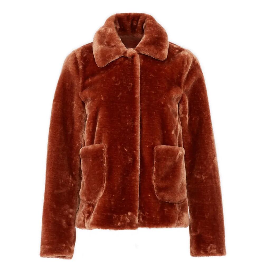 Rebecca Taylor Faux Fur Plush Jacket Brown